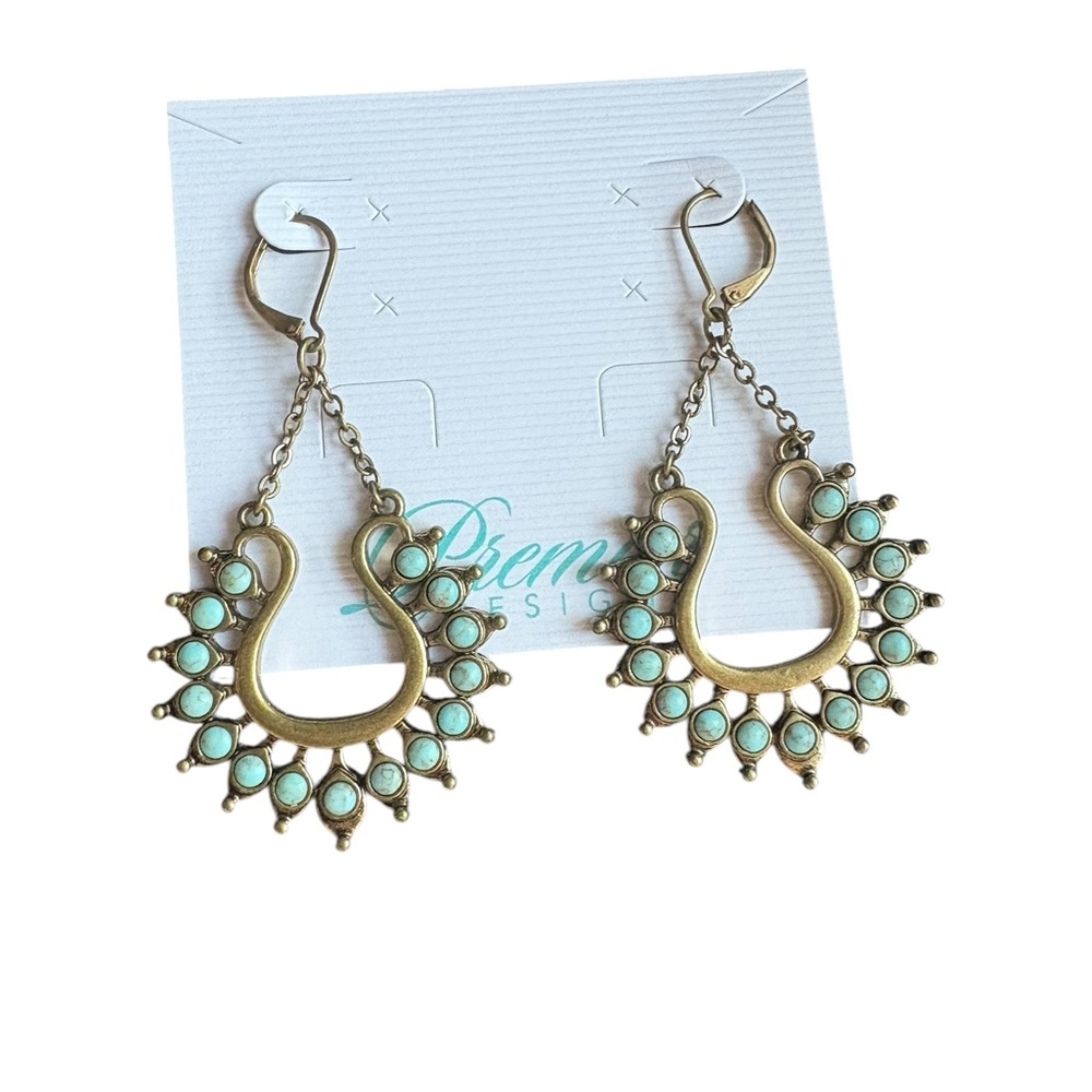Premier Designs Lever Back Turquoise Hoop Earrings